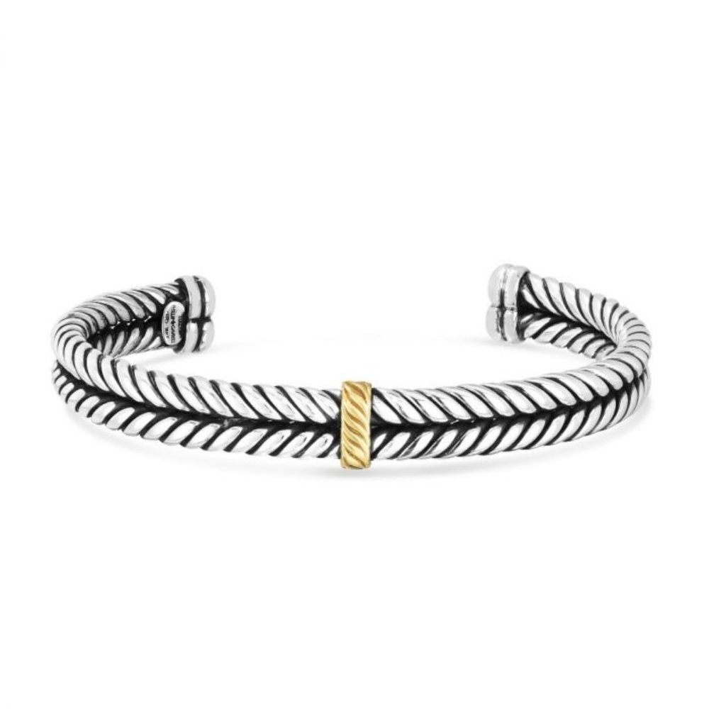 Leonardo Men's Silver & 18K Cuff Bracelet